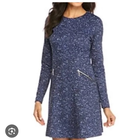 Michael Kors Dresses & Skirts - Michael Kors Navy Long Sleeve Strech Dress with Zipper Accents. Size 16 W